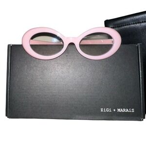 Zigi + Marais‎ Elsa Pink Oval Blue Light Glasses Milky Pink Anthropologie